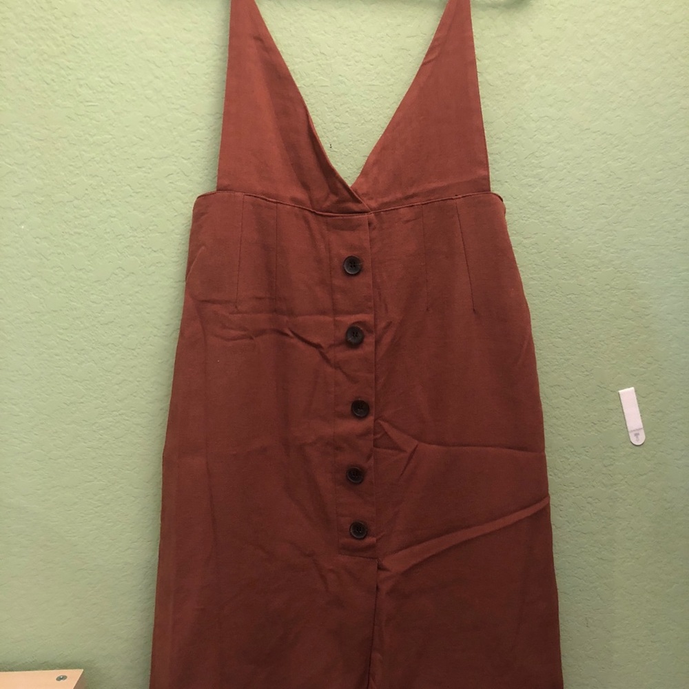 Rust Button Front Midi Dress Size S - image 2